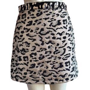 Womens Skirt Size 6 Pink Black Cheetah Print Metallic Biker Retro Party Vacation